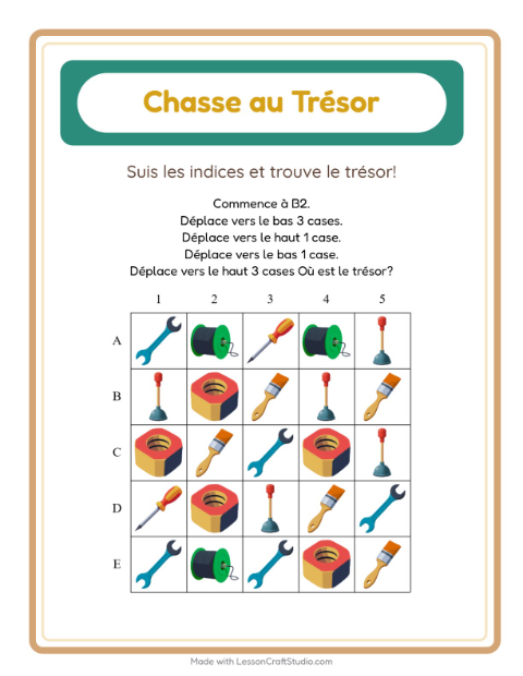 Aperçu de la fiche Chasse Au Trésor avec Outils pour CP (cours préparatoire)