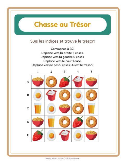 Aperçu de la fiche Chasse Au Trésor avec Petit-déjeuner pour CP (cours préparatoire)