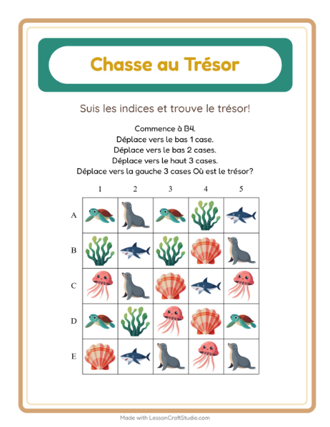 Aperçu de la fiche Chasse Au Trésor avec Vie océanique pour CP (cours préparatoire)