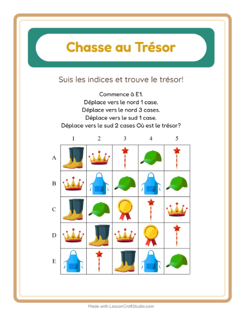Aperçu de la fiche Chasse Au Trésor avec Accessoires pour CP (cours préparatoire)
