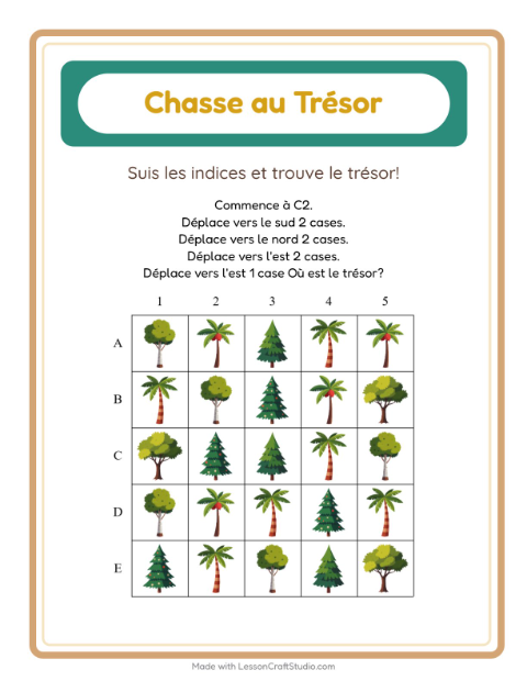 Aperçu de la fiche Chasse Au Trésor avec Arbres pour CP (cours préparatoire)