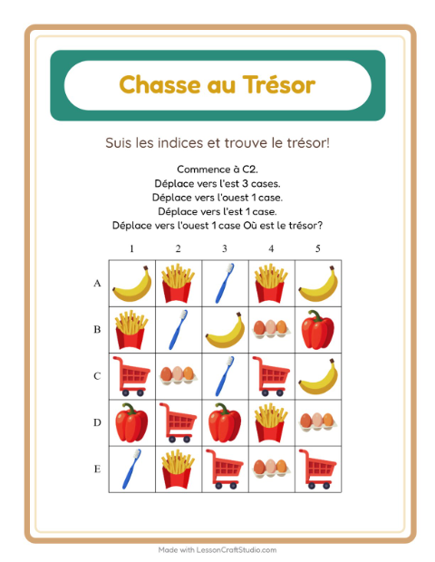 Aperçu de la fiche Chasse Au Trésor avec Au supermarché pour CP (cours préparatoire)
