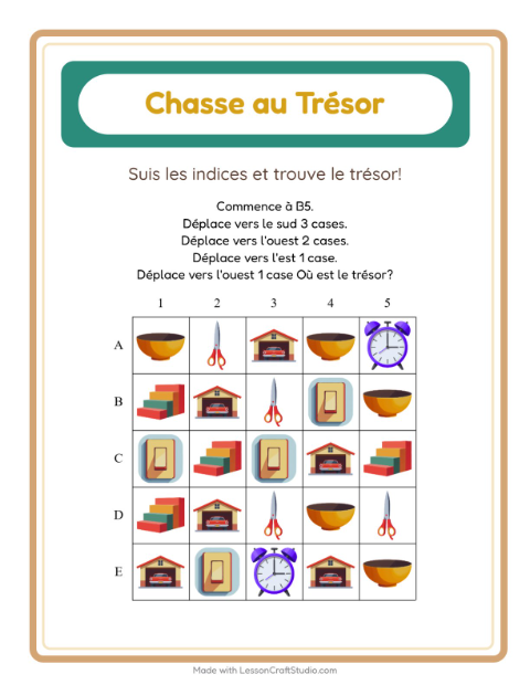 Aperçu de la fiche Chasse Au Trésor avec Autour de la maison pour CP (cours préparatoire)