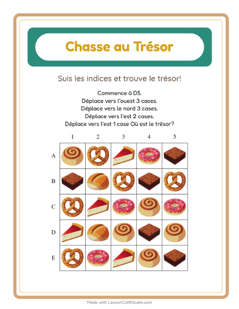 Aperçu de la fiche Chasse Au Trésor avec Boulangerie pour CP (cours préparatoire)