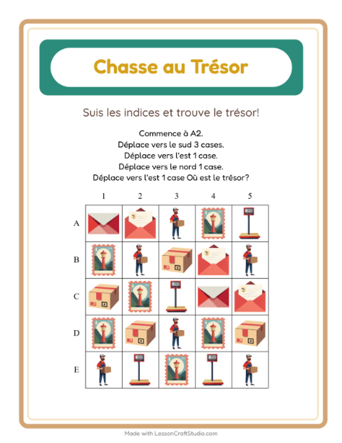 Aperçu de la fiche Chasse Au Trésor avec Bureau de poste pour CP (cours préparatoire)