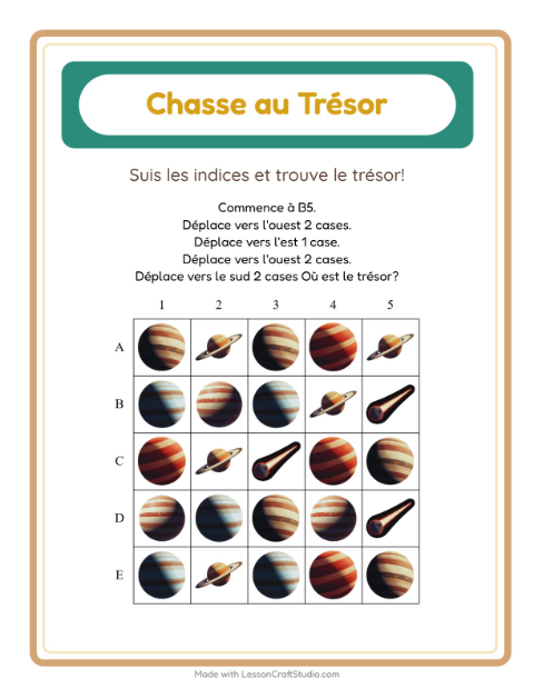 Aperçu de la fiche Chasse Au Trésor avec Espace pour CP (cours préparatoire)