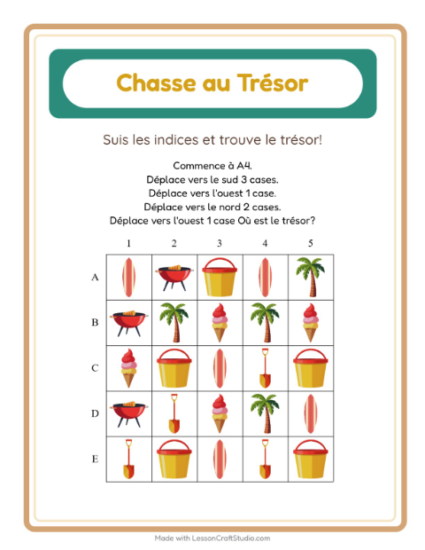 Aperçu de la fiche Chasse Au Trésor avec Été pour CP (cours préparatoire)