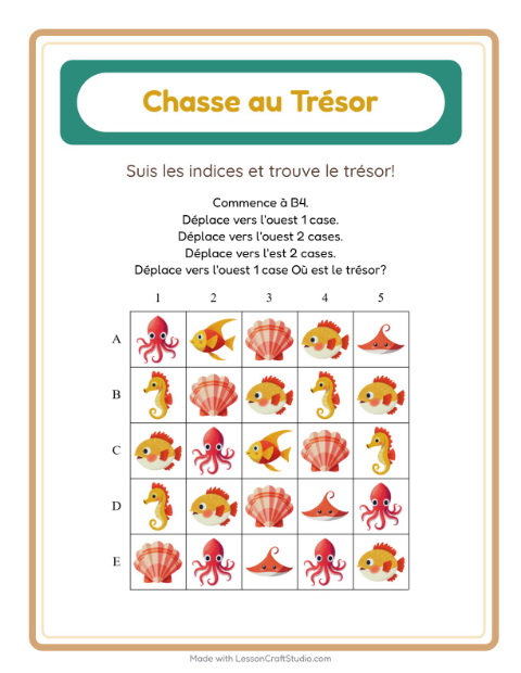 Aperçu de la fiche Chasse Au Trésor avec Vie océanique pour CP (cours préparatoire)