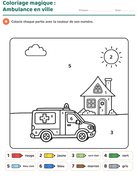 Aperçu de la fiche Coloriage magique pour École maternelle (grande section, 5-7 ans)