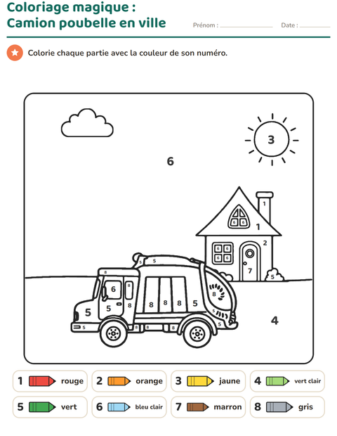 Aperçu de la fiche Coloriage magique pour École maternelle (grande section, 5-7 ans)