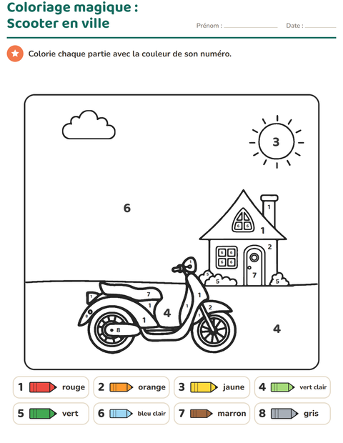 Aperçu de la fiche Coloriage magique pour École maternelle (grande section, 5-7 ans)