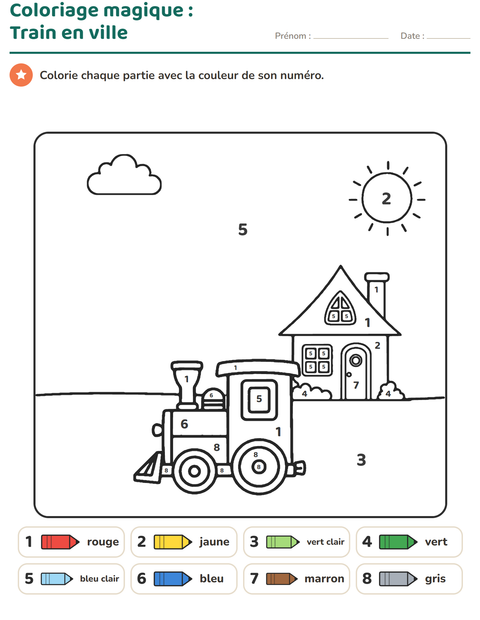 Aperçu de la fiche Coloriage magique pour École maternelle (grande section, 5-7 ans)