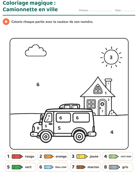 Aperçu de la fiche Coloriage magique pour École maternelle (grande section, 5-7 ans)