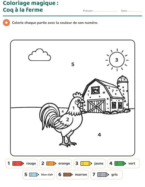 Aperçu de la fiche Coloriage magique pour École maternelle (grande section, 5-7 ans)