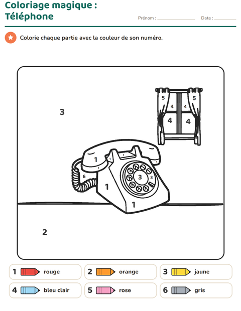 Aperçu de la fiche Coloriage magique pour École maternelle (grande section, 5-7 ans)