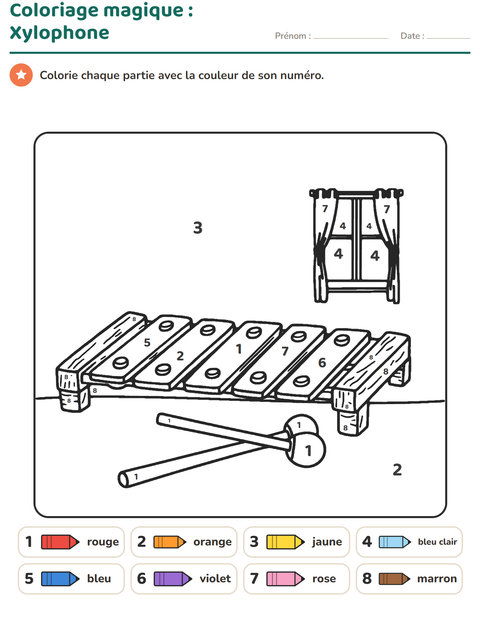 Aperçu de la fiche Coloriage magique pour École maternelle (grande section, 5-7 ans)