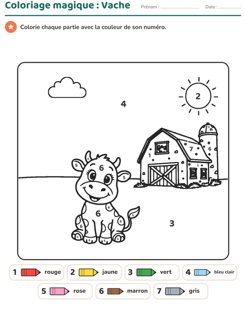 Aperçu de la fiche Coloriage magique pour École maternelle (grande section, 5-7 ans)