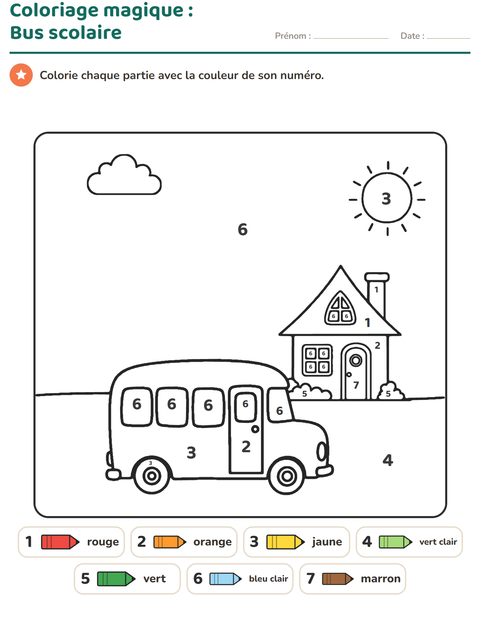 Aperçu de la fiche Coloriage magique pour École maternelle (grande section, 5-7 ans)