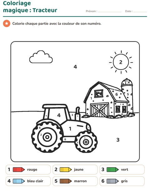 Aperçu de la fiche Coloriage magique pour École maternelle (grande section, 5-7 ans)