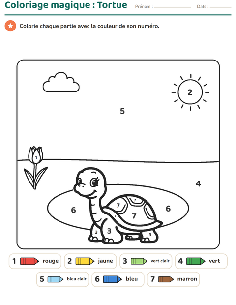 Aperçu de la fiche Coloriage magique pour École maternelle (grande section, 5-7 ans)