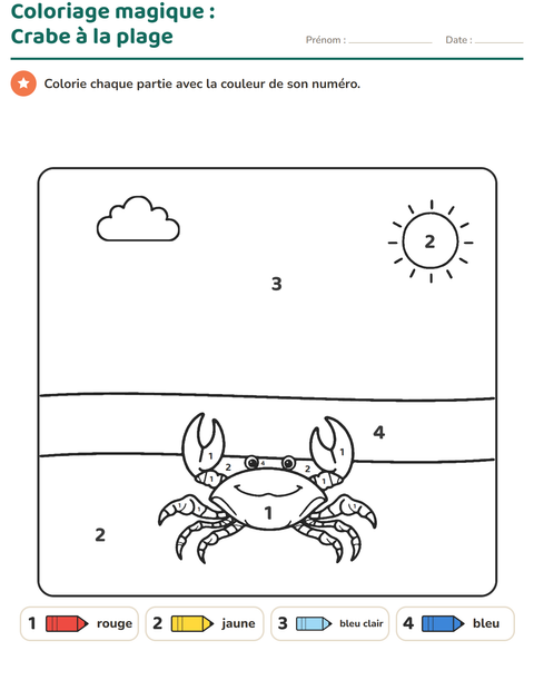 Aperçu de la fiche Coloriage magique pour École maternelle (grande section, 5-7 ans)