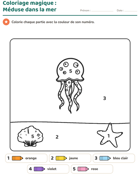 Aperçu de la fiche Coloriage magique pour École maternelle (grande section, 5-7 ans)