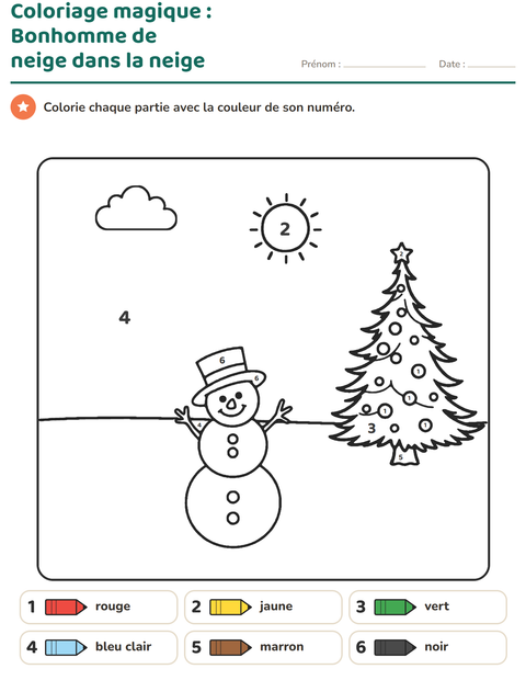 Aperçu de la fiche Coloriage magique pour École maternelle (grande section, 5-7 ans)