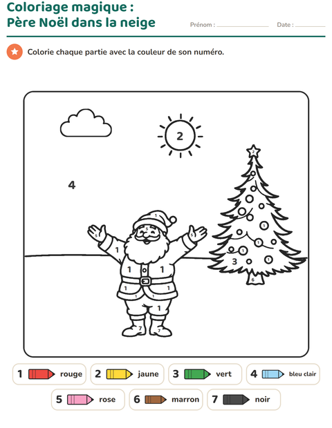 Aperçu de la fiche Coloriage magique pour École maternelle (grande section, 5-7 ans)