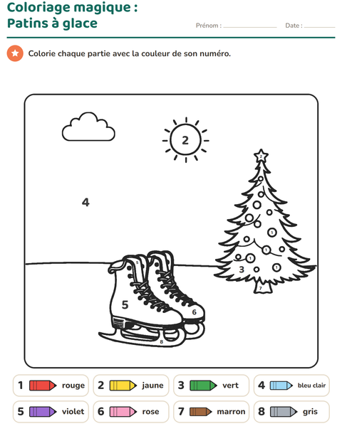 Aperçu de la fiche Coloriage magique pour École maternelle (grande section, 5-7 ans)