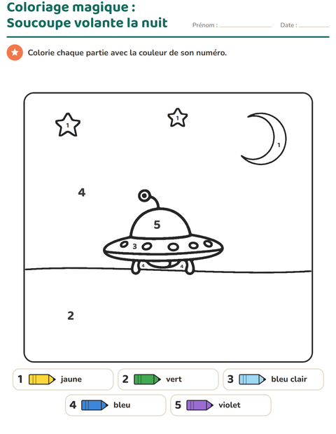 Aperçu de la fiche Coloriage magique pour École maternelle (grande section, 5-7 ans)