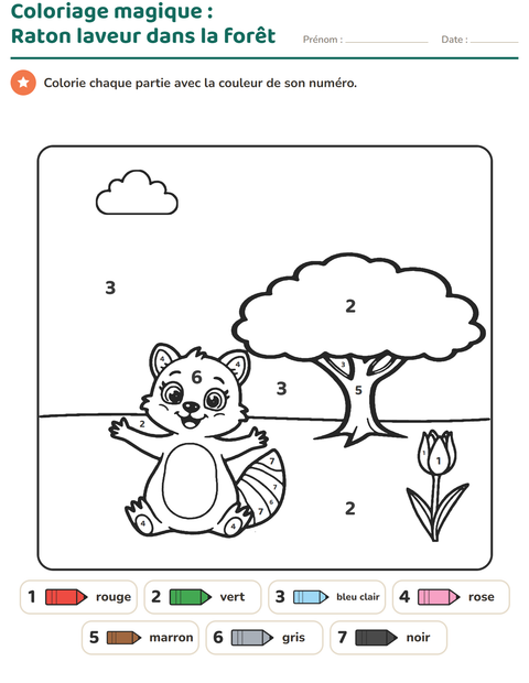 Aperçu de la fiche Coloriage magique pour École maternelle (grande section, 5-7 ans)