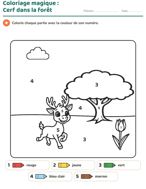 Aperçu de la fiche Coloriage magique pour École maternelle (grande section, 5-7 ans)