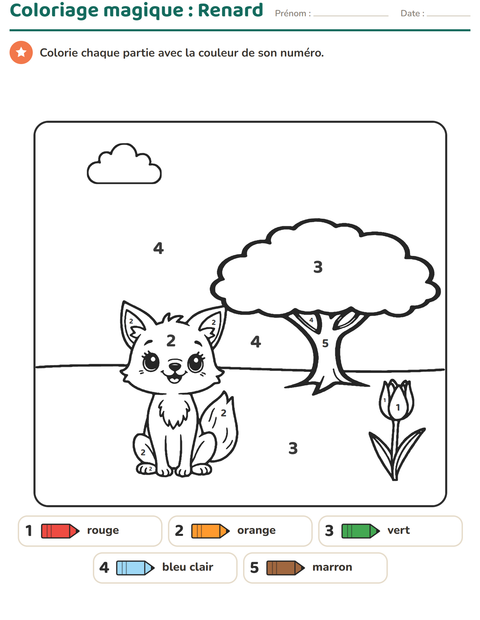 Aperçu de la fiche Coloriage magique pour École maternelle (grande section, 5-7 ans)