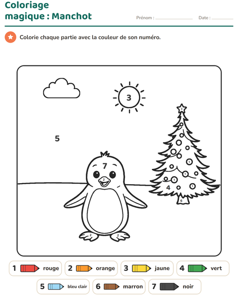 Aperçu de la fiche Coloriage magique pour École maternelle (grande section, 5-7 ans)