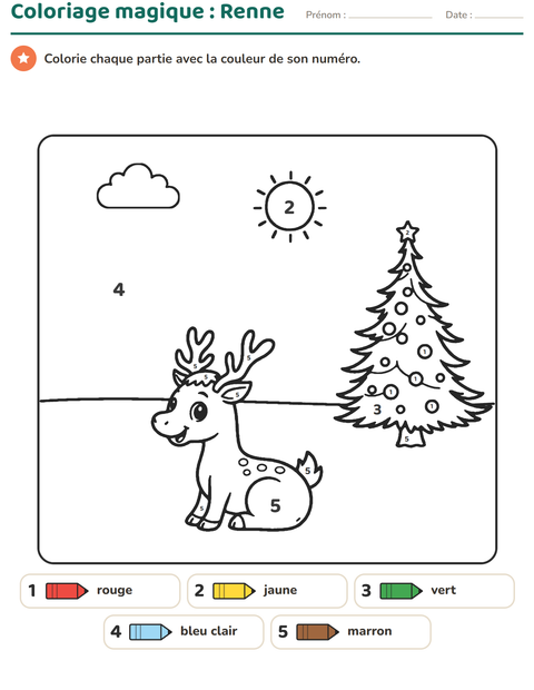 Aperçu de la fiche Coloriage magique pour École maternelle (grande section, 5-7 ans)
