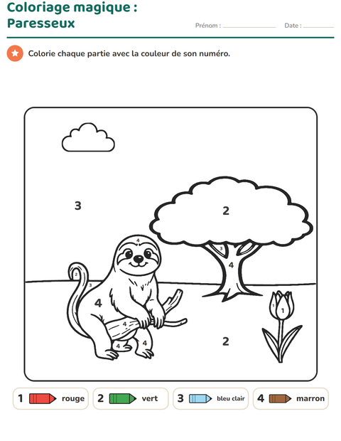 Aperçu de la fiche Coloriage magique pour École maternelle (grande section, 5-7 ans)