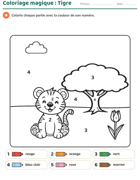 Aperçu de la fiche Coloriage magique pour École maternelle (grande section, 5-7 ans)