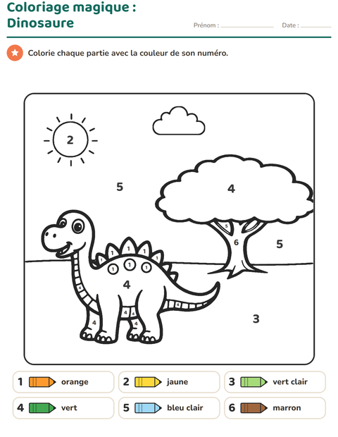 Aperçu de la fiche Coloriage magique pour École maternelle (grande section, 5-7 ans)