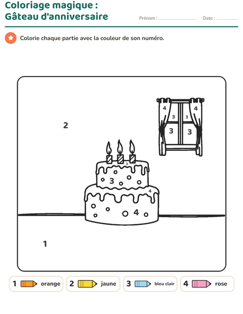 Aperçu de la fiche Coloriage magique pour École maternelle (grande section, 5-7 ans)
