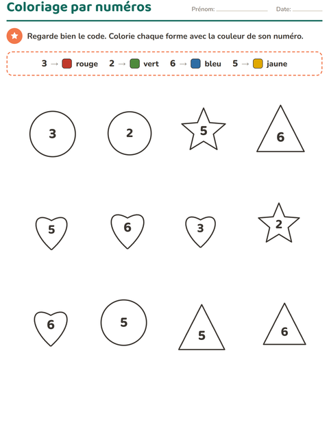 Aperçu : Coloriage par numéros : lis le code, colorie