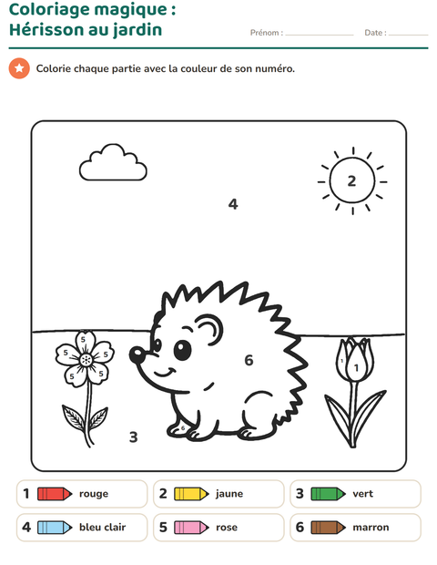 Aperçu de la fiche Coloriage magique pour École maternelle (grande section, 5-7 ans)