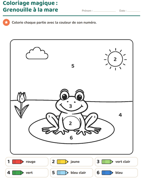 Aperçu de la fiche Coloriage magique pour École maternelle (grande section, 5-7 ans)