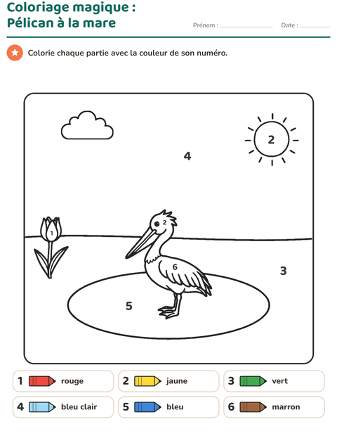 Aperçu de la fiche Coloriage magique pour École maternelle (grande section, 5-7 ans)