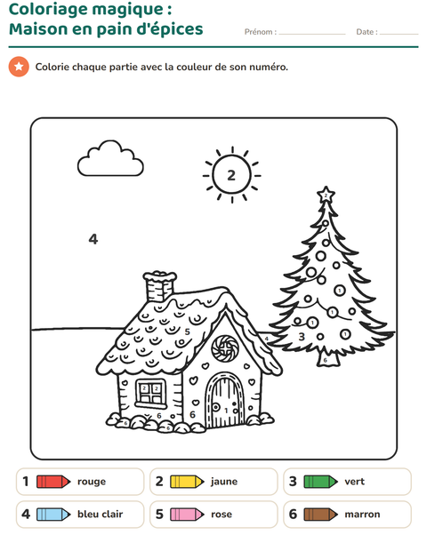 Aperçu de la fiche Coloriage magique pour École maternelle (grande section, 5-7 ans)