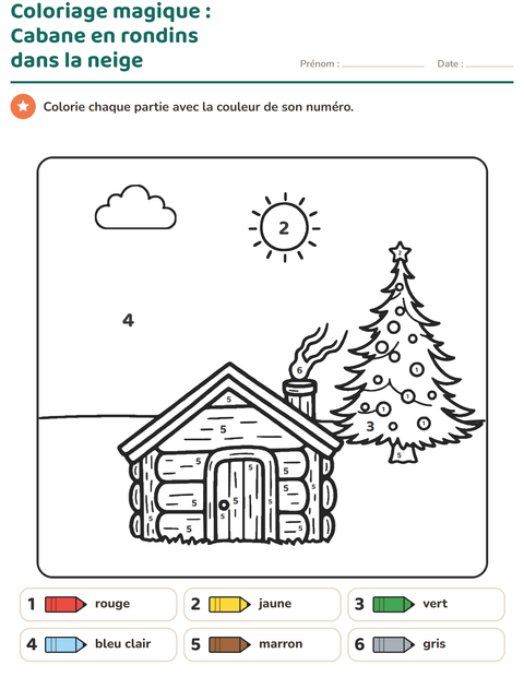 Aperçu de la fiche Coloriage magique pour École maternelle (grande section, 5-7 ans)