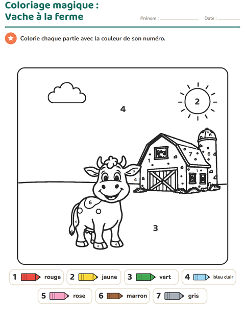 Aperçu de la fiche Coloriage magique pour École maternelle (grande section, 5-7 ans)