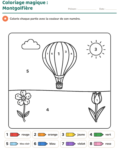 Aperçu de la fiche Coloriage magique pour École maternelle (grande section, 5-7 ans)