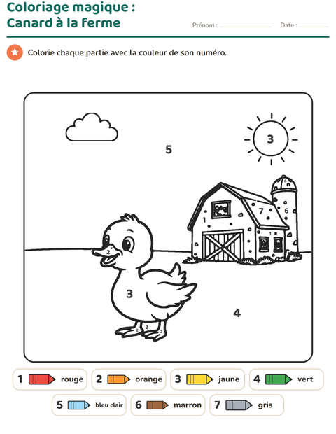 Aperçu de la fiche Coloriage magique pour École maternelle (grande section, 5-7 ans)