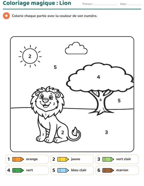 Aperçu de la fiche Coloriage magique pour École maternelle (grande section, 5-7 ans)