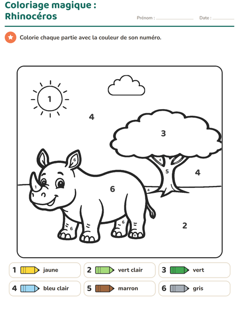 Aperçu de la fiche Coloriage magique pour École maternelle (grande section, 5-7 ans)